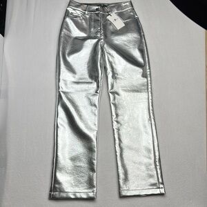 7 For All Mankind Silver Straight Leg Pants